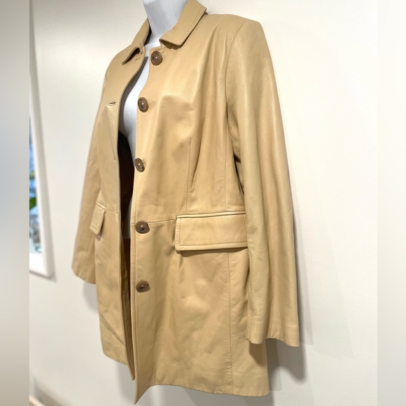 Banana Republic Light Tan Leather Coat - Picture 2 of 7